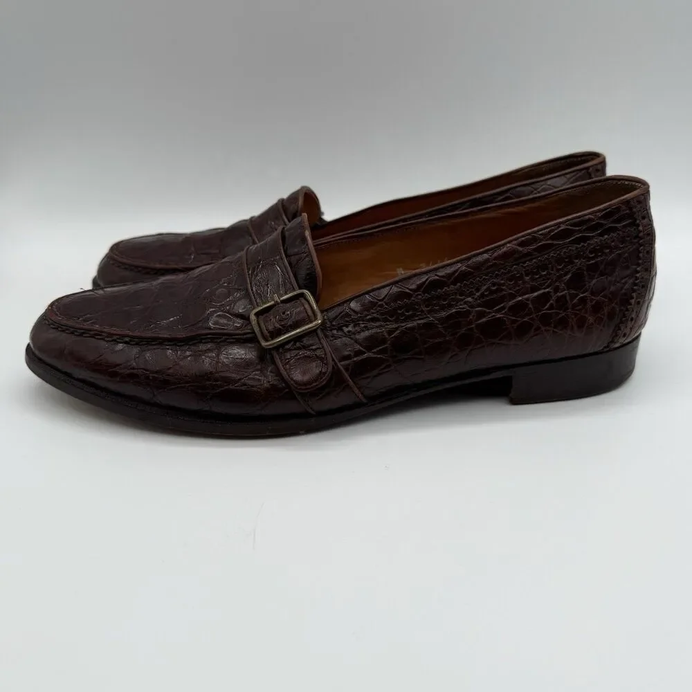 Polo Ralph Lauren Embossed Croc Monk Strap Loafers Mens 11D Made In Italy